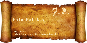 Faix Melitta névjegykártya